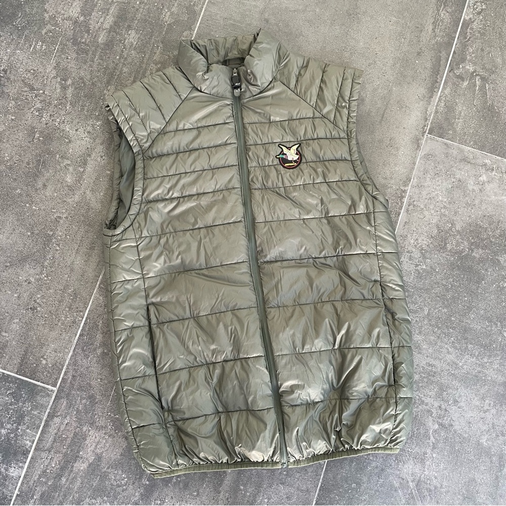 CHEVIGNON Olive Green Quilted Togs Puffer Vest Duck Logo